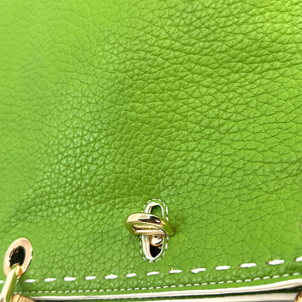 Tote Bag, Vimoda,Valerie lemon green, detail closure